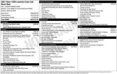 2021 RAM 1500 Laramie Crew Cab 4x4 5'7" Box
