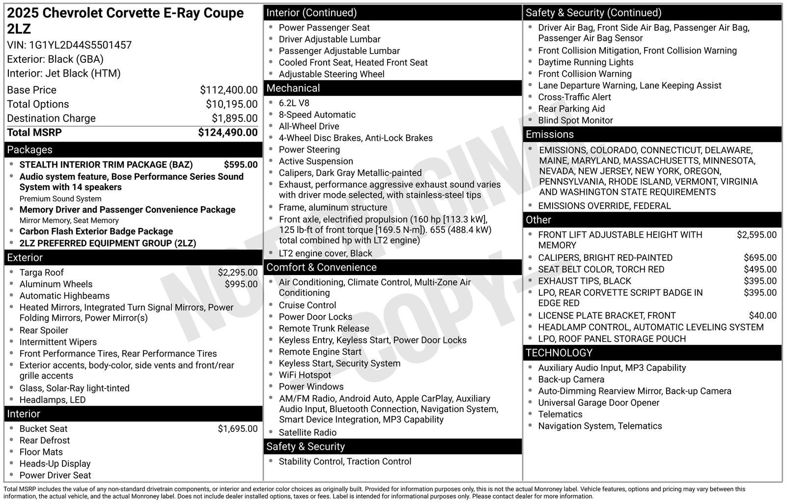 2025 Chevrolet Corvette E-Ray 2LZ