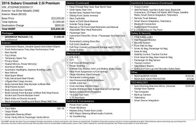 2016 Subaru Crosstrek 2.0i Premium
