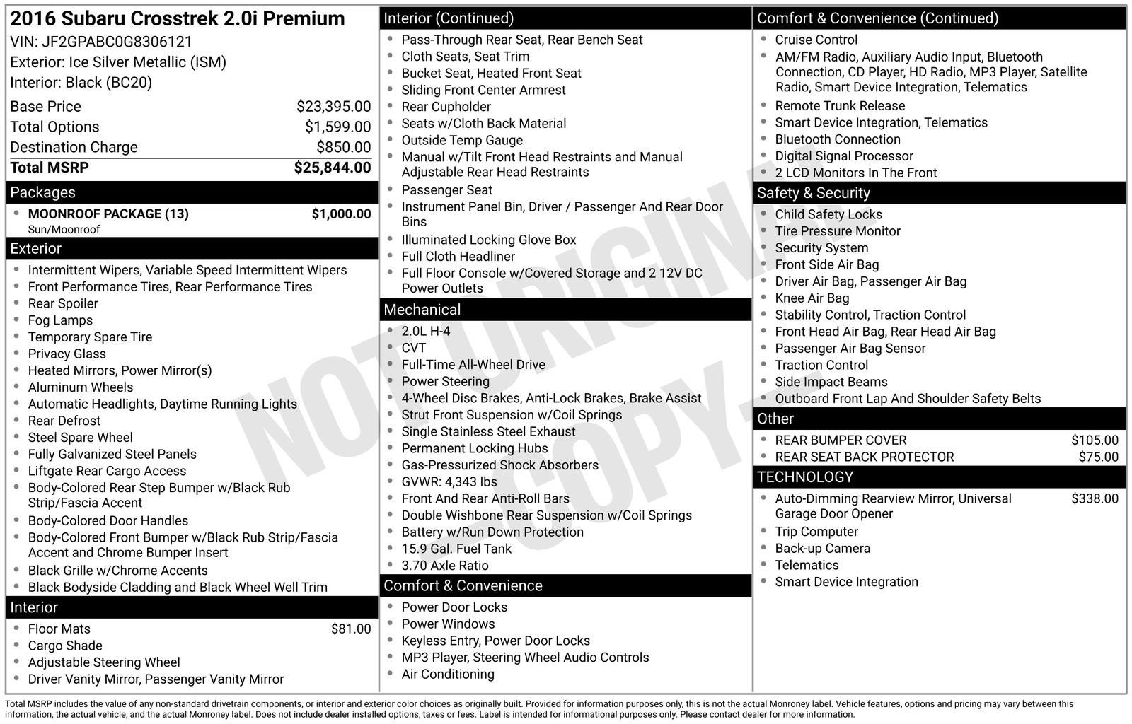 2016 Subaru Crosstrek 2.0i Premium