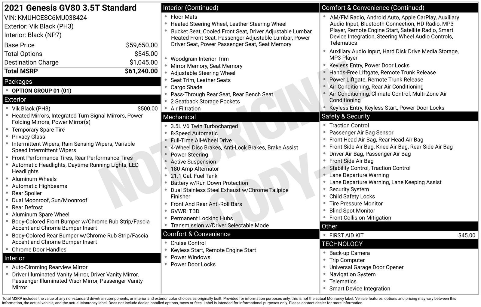 2021 Genesis GV80 3.5T AWD