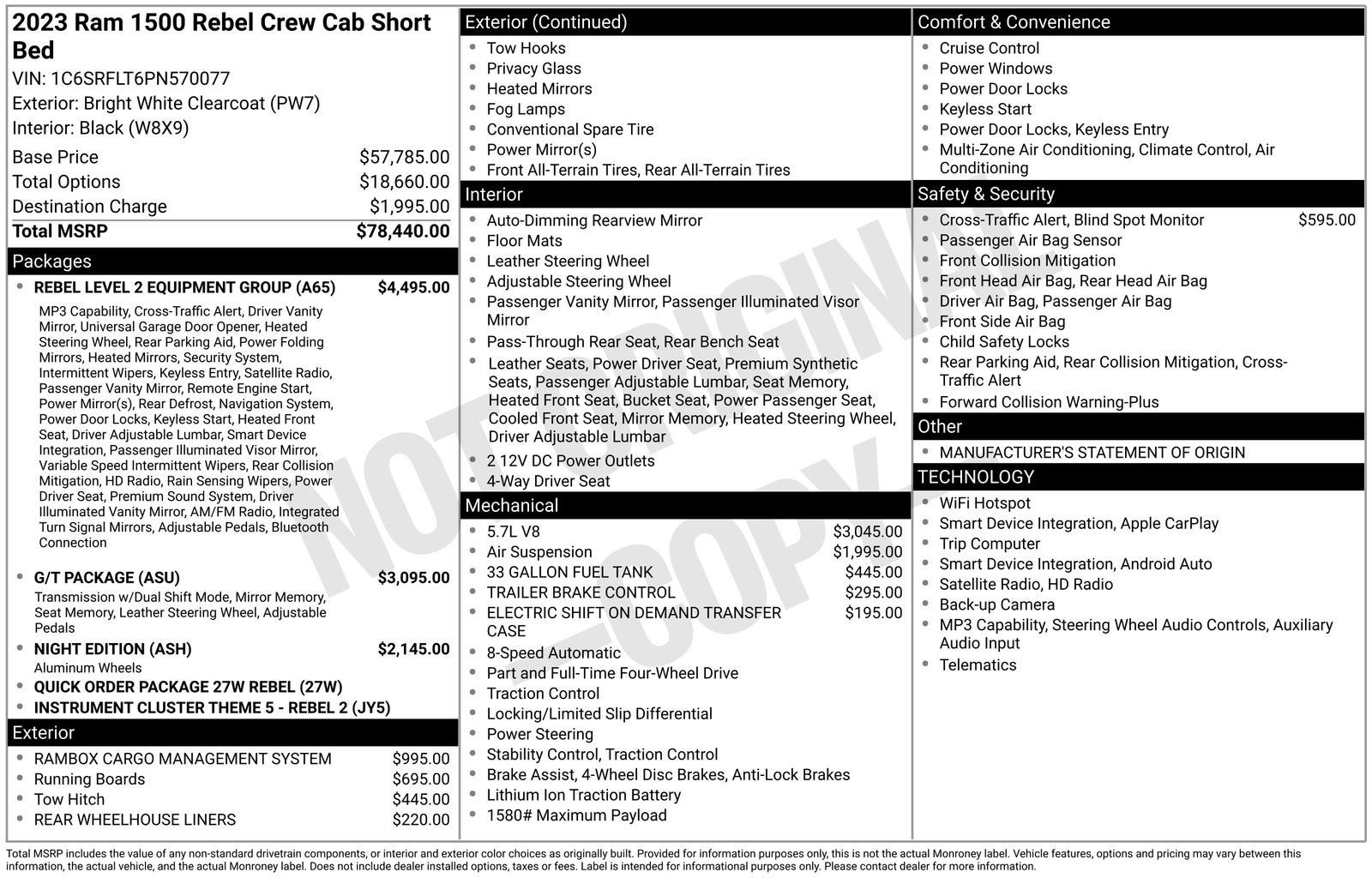 2023 RAM 1500 Rebel Crew Cab 4x4 5'7" Box