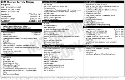 2025 Chevrolet Corvette Stingray 1LT