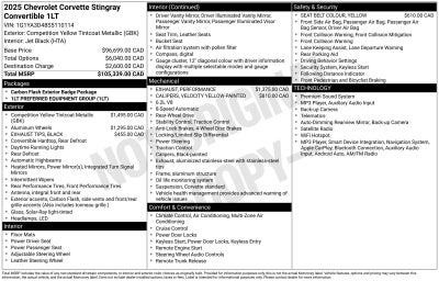 2025 Chevrolet Corvette Stingray 1LT