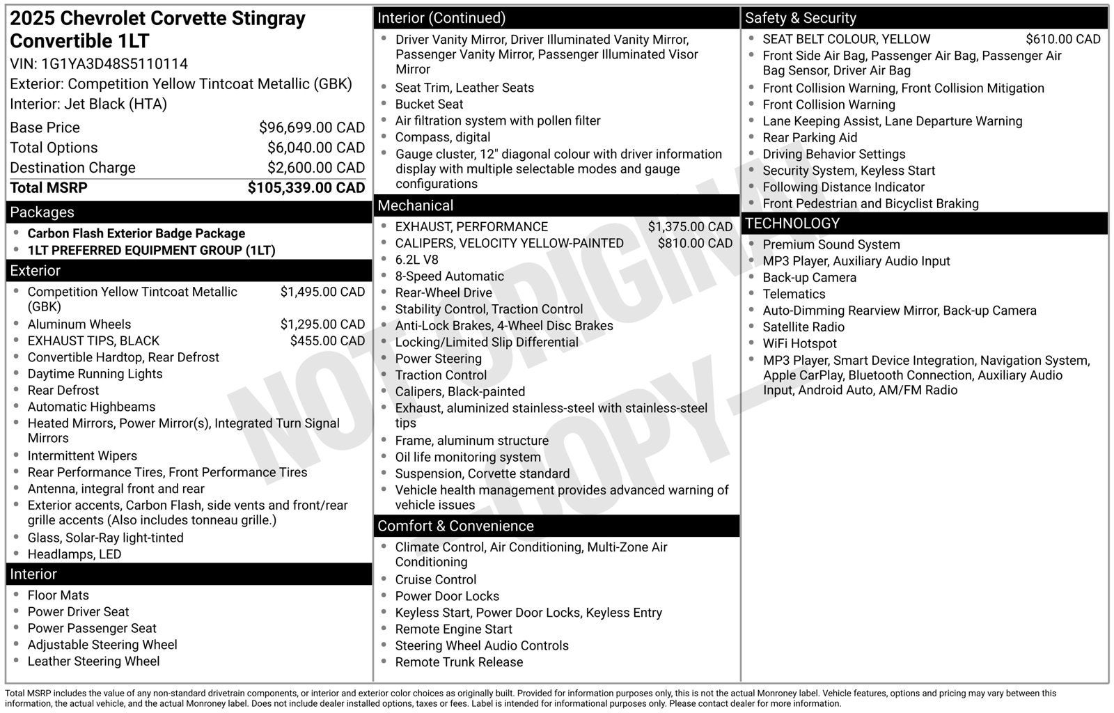 2025 Chevrolet Corvette Stingray 1LT