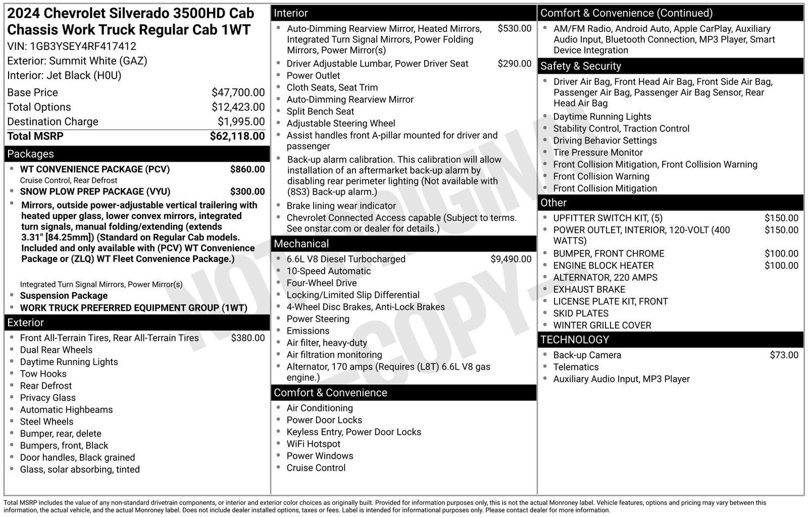 2024 Chevrolet Silverado 3500 HD Chassis Cab Work Truck