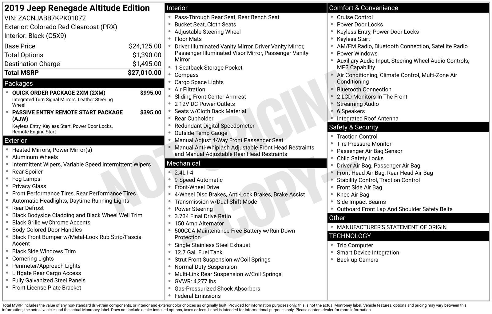 2019 Jeep Renegade Altitude FWD